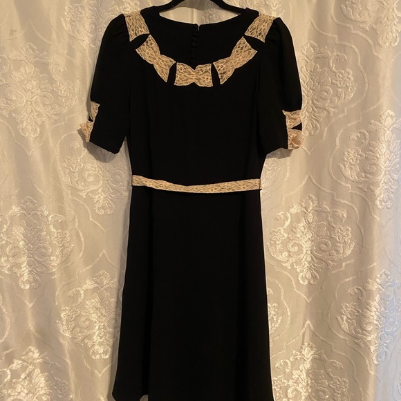 RARE Pearl Lowe British Tea Antique lace black bow dress 👗 Daisy 🌼 - Picture 3 of 8